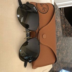Ray Ban women’s black aviator glasses